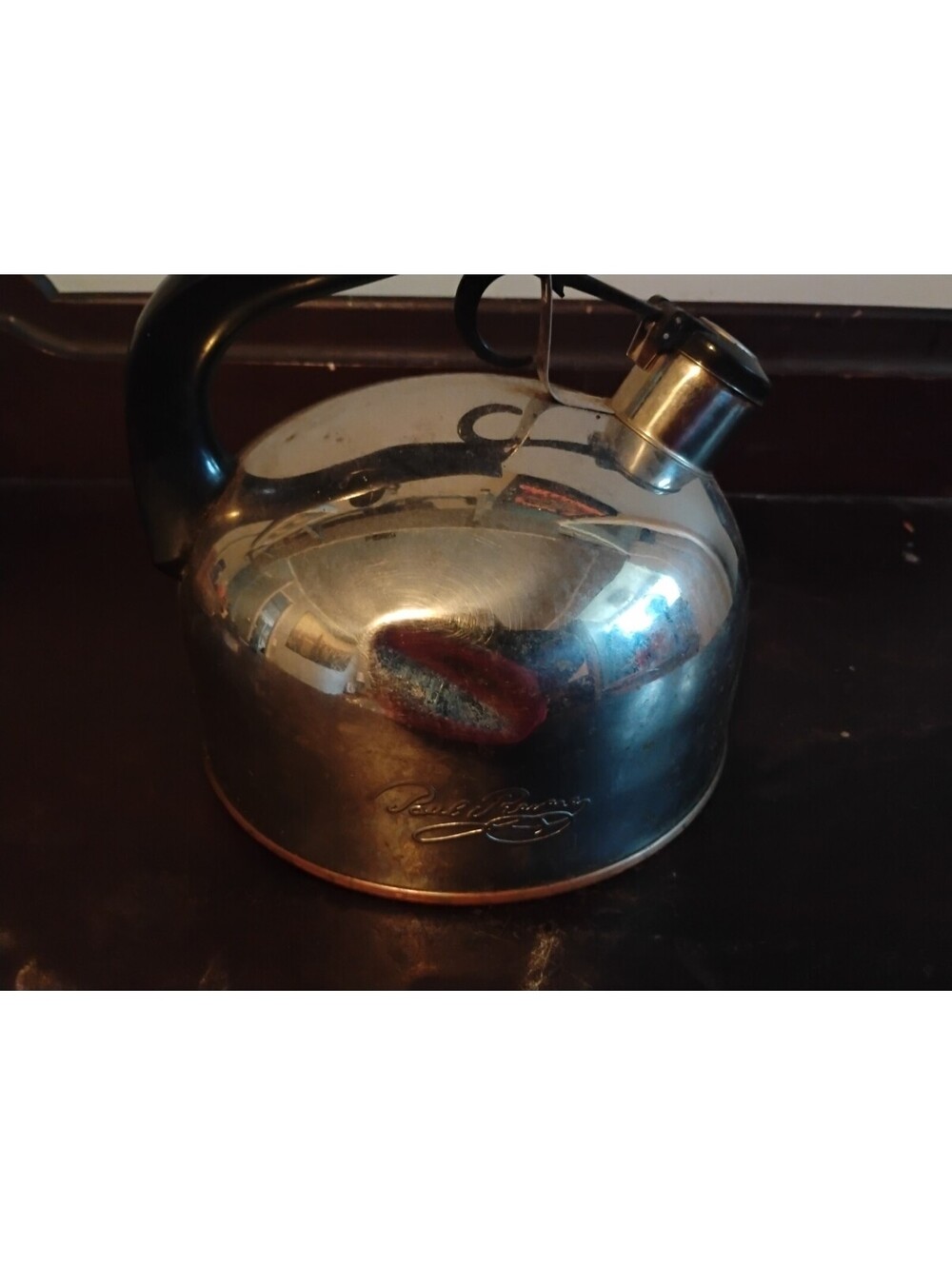 Vintage Paul Revere Ware Copper Bottom Whistling Tea Kettle Stainless Steel